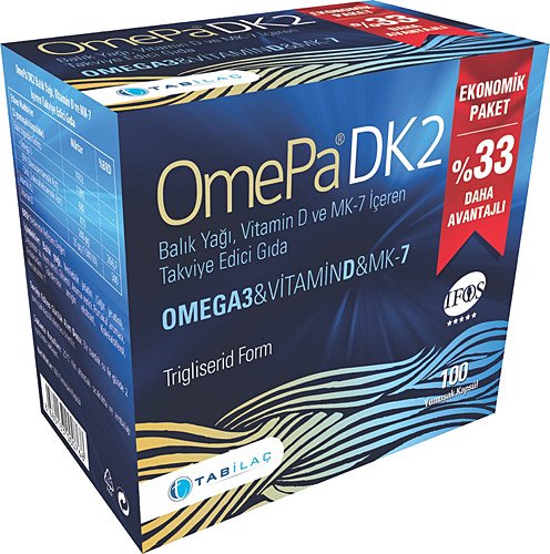 Omepa DK2 Omega 3 & Vitamin D MK-7 100 Kapsül Eco Paket 8680133000768